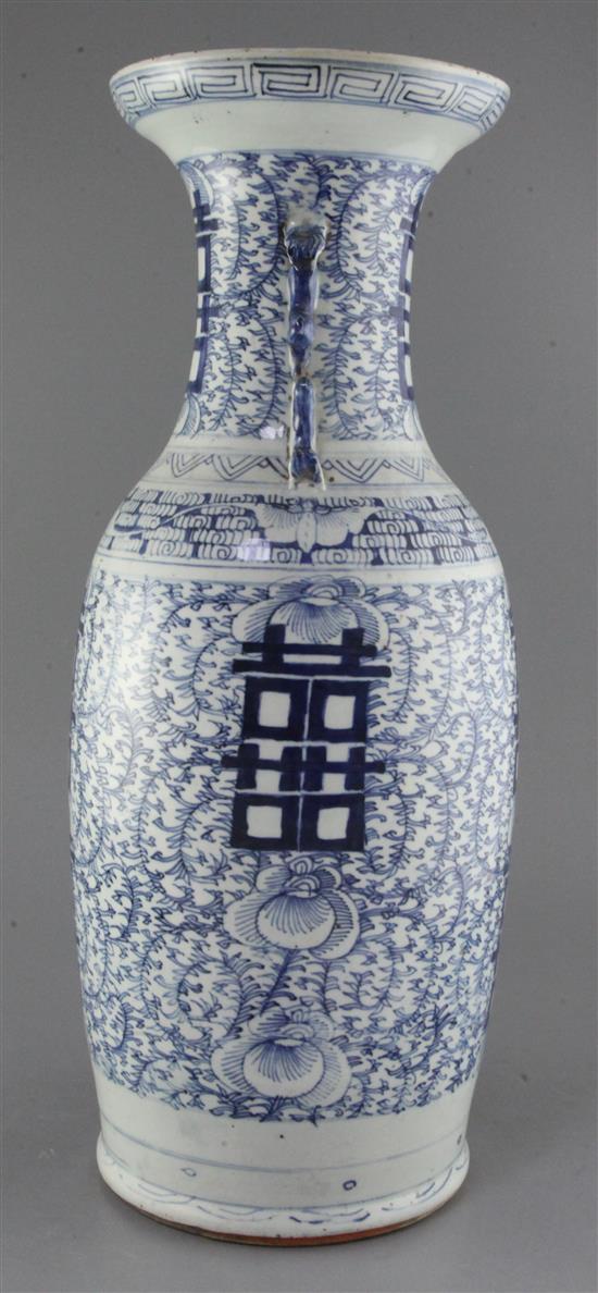 A large Chinese blue and white vase, 19th century, height 57.5cm